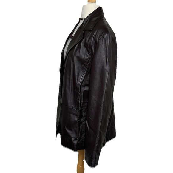 TOWER HILL COLLECTION Genuine Leather‎ Brown Blazer Jacket Lined Women's size 16 - Picture 4 of 8